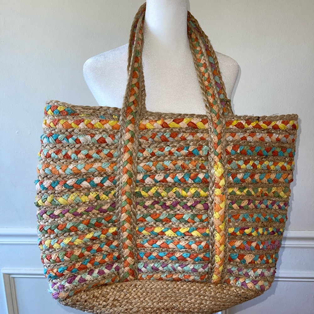 NWT Francesca’s Collection Shelby XL Jute tote bag - Picture 3 of 8